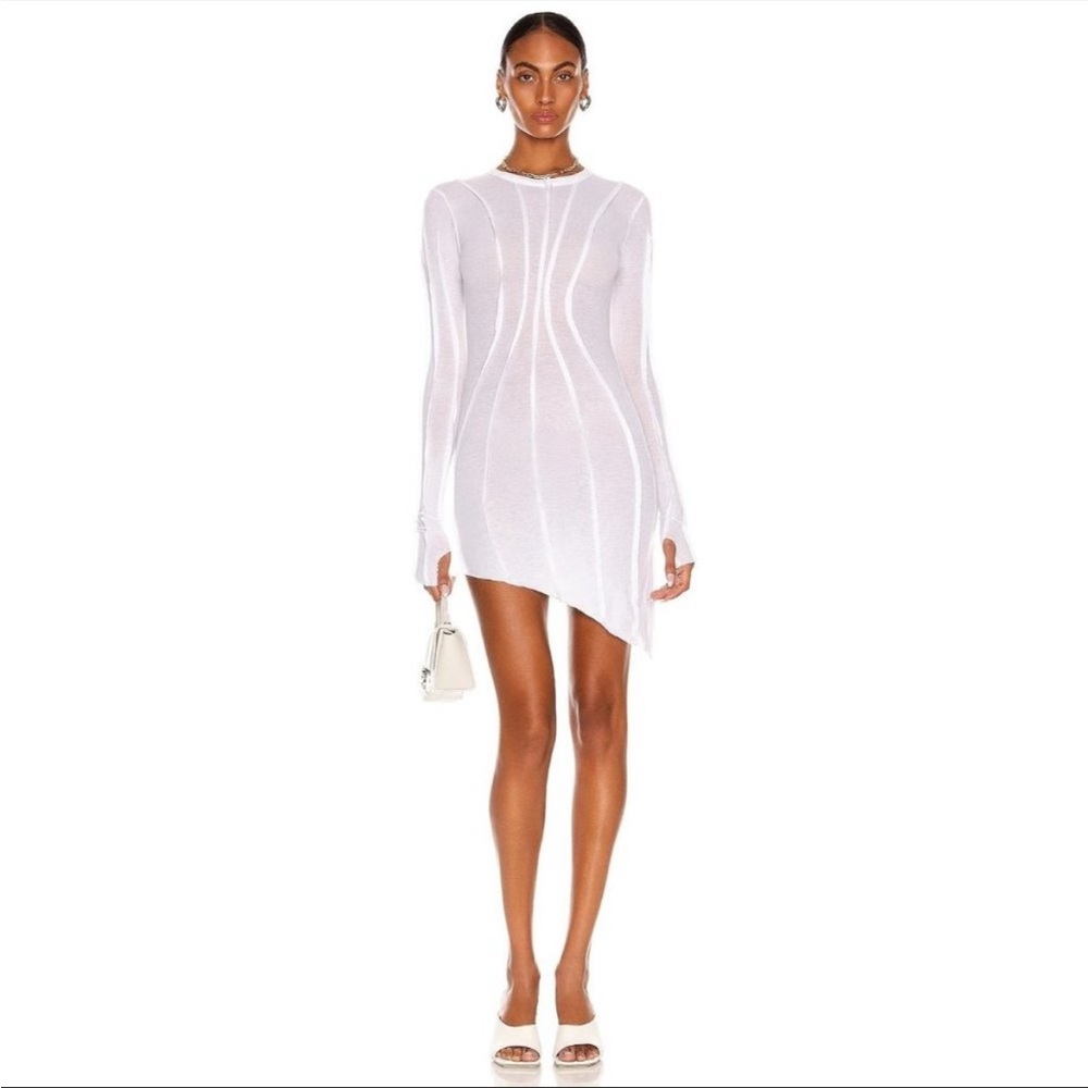 Sami Miro Vintage Asymmetrical Baby Rib Mini
Dress in White NWT